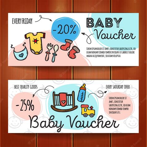 Premium Vector | Set of discount coupons for baby goods