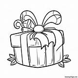Festive Christmas Present With Candy Canes Coloring Page  sketch template