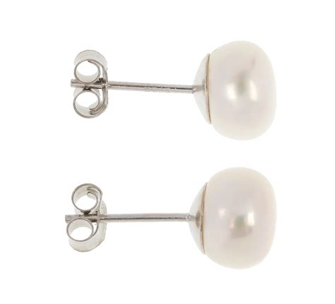 Silver 8mm Freshwater Button Pearl Earrings | Buy Online | Free Insured ...