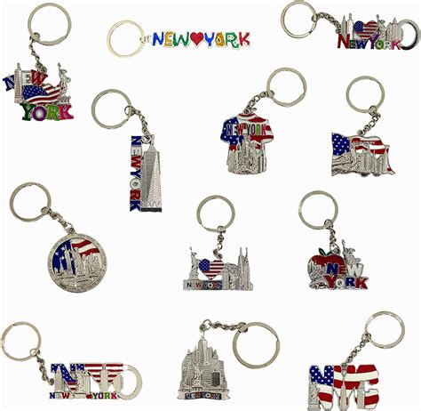 Amazon.com: TSY TOOL 12 Pack New York NYC Metal Keychain Ring Bundle ...