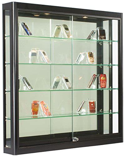 Buy Wall-ed, Black Aluminum Glass Display Cabinet, Illuminated, Locking ...