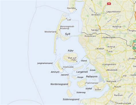 A resulting map with a labelled group of the North Frisian Islands and... | Download Scientific ...