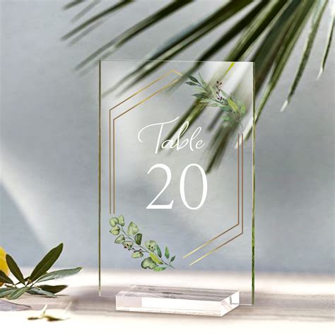 Buy OurWarm 20 Pack Acrylic Wedding Table Numbers with Stands, 4 x 6 Inch Blank Clear Acrylic ...