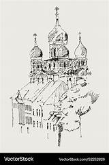 Zeichnungsskizze Der Alexander nevsky Kirche Vektorbild sketch template