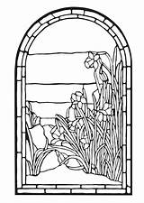Stained Glass Flower Coloring Pages sketch template