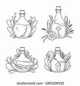 Magic Bottles Collection Coloring Book Page Stock Vector Royalty Free  sketch template