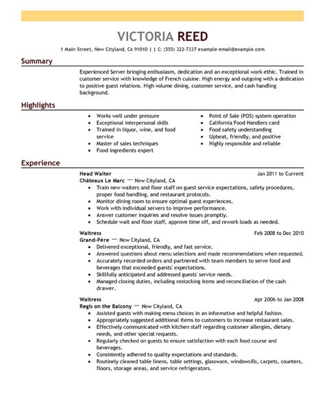 Waiter resume samples : r/ResumeSamples