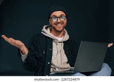 Smiling Sitting Using Laptop Handsome Man Stock Photo 2287224879 | Shutterstock