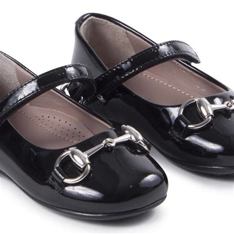 Gucci Girls Black Patent Leather Mary Jane Shoes with Silver Hardware for Girls | BAMBINIFASHION.COM