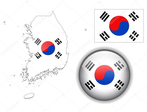 South Korea flag, map and glossy Stock Vector by ©cobalt88 2490955