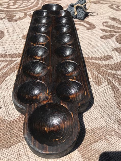 Sungka Game Filipino Made In USA Medium Wooden Board Stained | Etsy