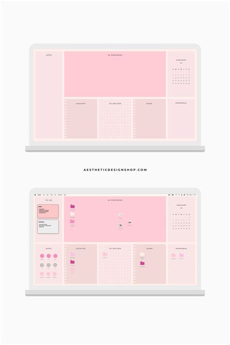 Pink Desktop Aesthetic Set - 24 Icons + Desktop organizer Wallpaper ⋆ ...