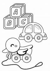 Premium Vector  Baby And Their Toys Coloring Pages For Kids A4 page sketch template