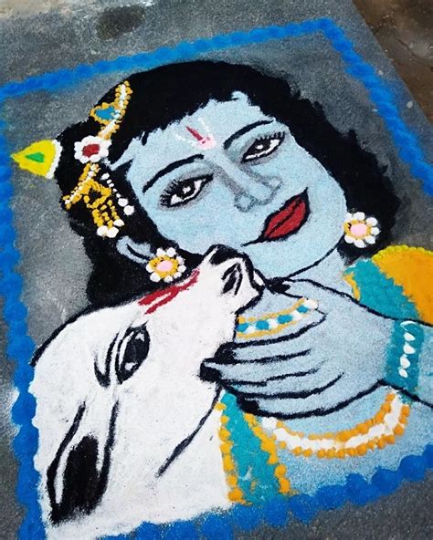 10+ Creative Lord Krishna Rangoli Designs for Festivals 2024