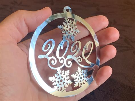 Stainless Steel Christmas Ornament Silver Metal Bauble Hanging | Etsy