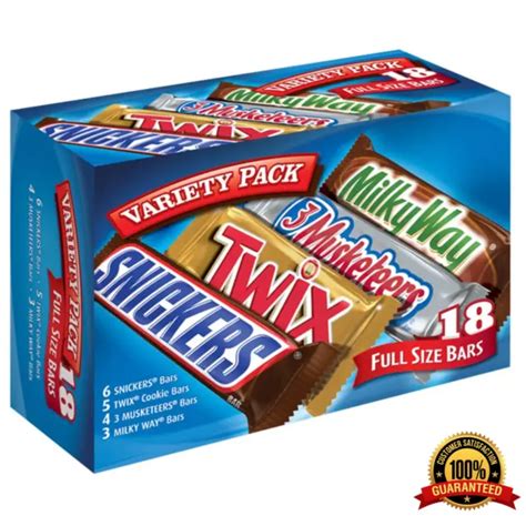 SNICKERS, TWIX, 3 MUSKETEERS & MILKY WAY Full Size Bars Variety Mix, 18-Count Bo $25.99 - PicClick