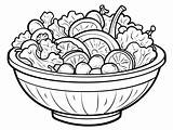 Healthy Salad Coloring Experience  Page sketch template