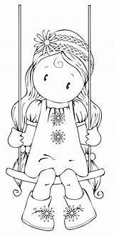 ‘Chloe On A Swing’ Digi Stamp By Pink Gem Designs Download This  sketch template