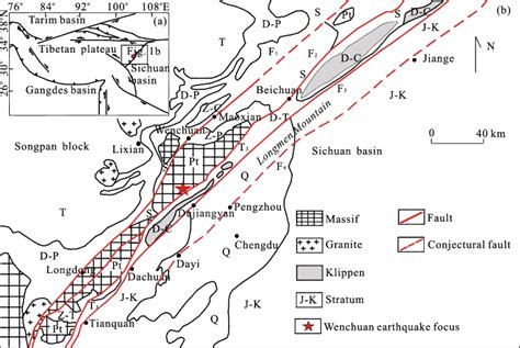 Tectonic setting map (a) and schematic geological map (b) in the... | Download Scientific Diagram