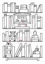 Bookcase Blank Coloring Pages sketch template