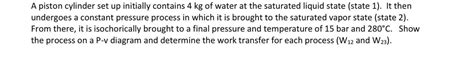 Solved A piston cylinder set up initially contains 4 kg of | Chegg.com
