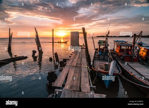 Beautiful sunset at Kuala Kedah Fishing Village. Kedah located in northern Malaysia, it is ...