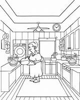 Grandma Cooking In Kitchen sketch template