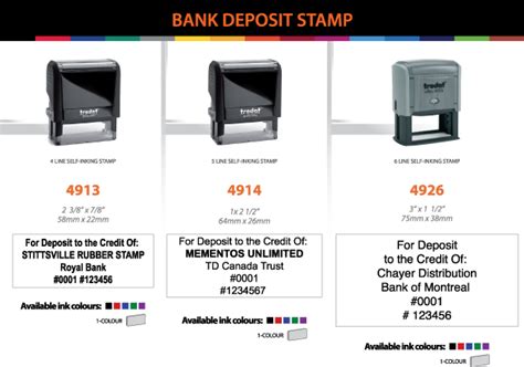 Bank Deposit Stamps - Stittsville Rubber Stamp Stittsville Rubber Stamp