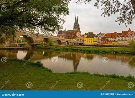 Old Stone Bridge and Downtown Regensburg Stock Photo - Image of palace ...