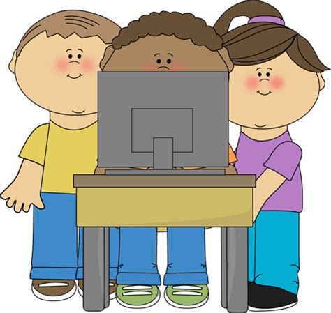 Kids using a school computer from MyCuteGraphics | School Kids Clip Art | Pinterest | School ...