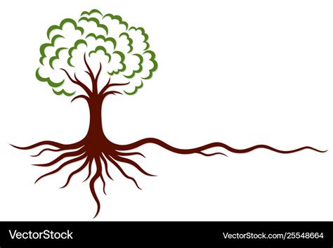 Tree symbol with roots Royalty Free Vector Image
