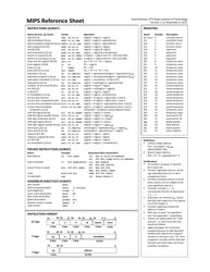 Mips Assembly Instructions Cheat Sheet Download Printable PDF ...