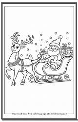 Santa Sleigh And Reindeer Coloring Page sketch template