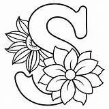 Alphabet S coloring Page With The Flower S Letter Digital Outline  sketch template