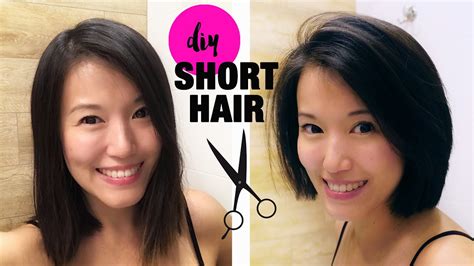 HOW TO cut your own Hair Short at Home || Women's DIY HAIRCUT Short Bob (actual chin length ...