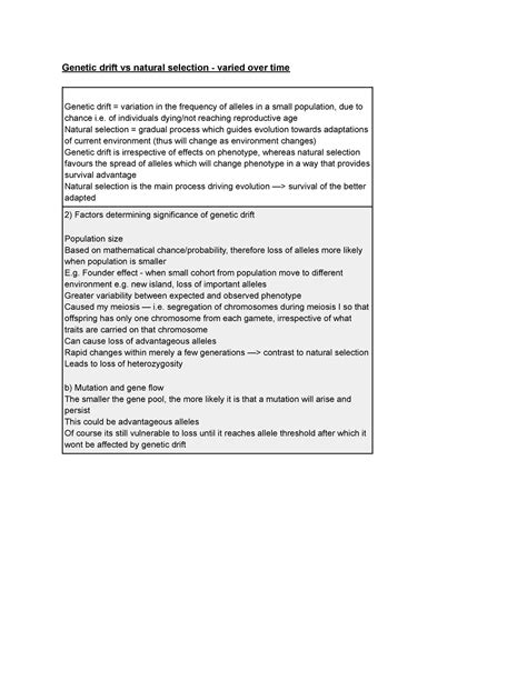 23 - Genetic drift vs natural selection - varied over time - Genetic ...