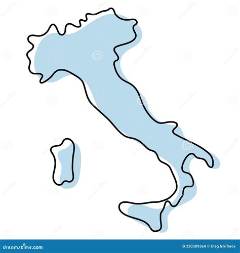 Stylized Simple Outline Map of Italy Icon. Blue Sketch Map of Italy ...