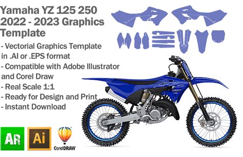 Yamaha YZ 125 250 MX Motocross 2022 2023 Graphics Template - Artabrian™ - Graphic Templates