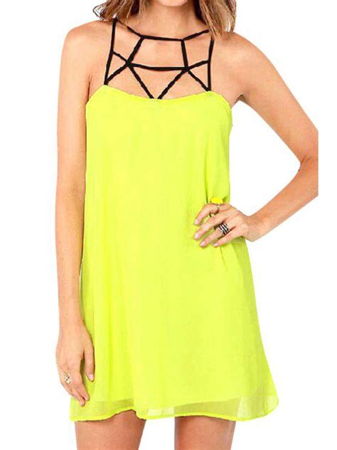 [33% OFF] 2021 Yellow Spaghetti Strap Dress In YELLOW | ZAFUL