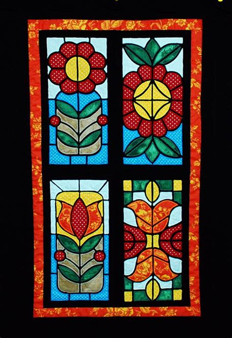 Stained Glass Applique Quilt - Glass Designs