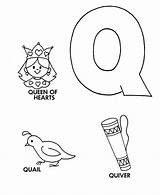 ABC Alphabet Coloring Sheets  Q Is For Queen / Quail Quiver sketch template