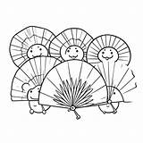 Hand Fan Coloring Page sketch template