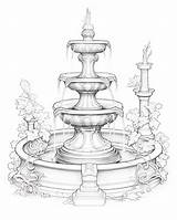 Ethereal Fountain Coloring Pages  Premium AI Generated Image sketch template