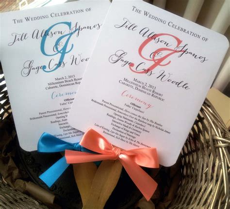 Turquoise Wedding Program Fans Pick Two by PinkOrchidInvites