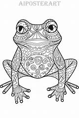 Cute Cartoon Patterned Frog Coloring Sheet For Adults & Kids Printable  sketch template