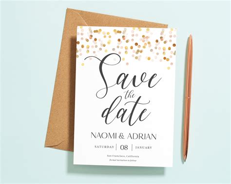 Wedding Save the Date Save the Date Cards Gold Save the - Etsy Singapore