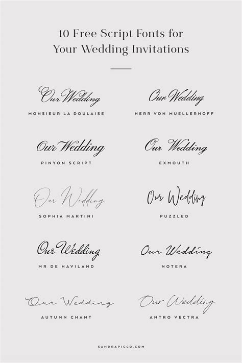 10 Free Script Fonts for Wedding Invitations - sandrapicco.com