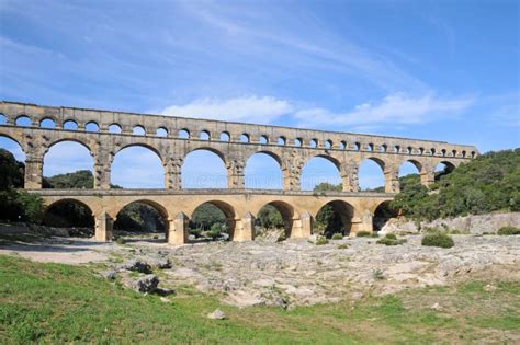 Aqueduct Pont Du Gard in France Stock Image - Image of azur, antique ...