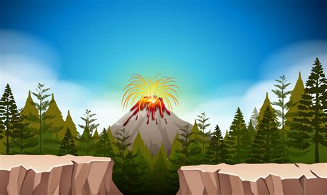Nature scene with volcano eruption 365402 Vector Art at Vecteezy