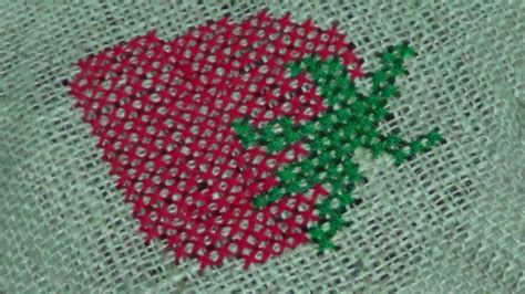 Hand Embroidery : Cross Stitch Embroidery Design on Jute Mat / Fabric | Cross stitch fruit ...